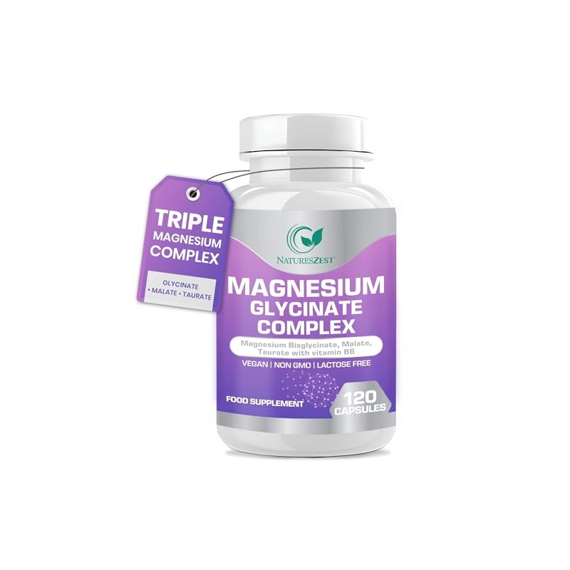 Magnesium Glycinate Complex -120 Capsules -Magnesium Glycinate Bisglycinate, Malate, Taurate