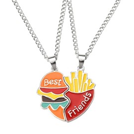 Best Friends Friendship Gifts for Women Men Hamburger French Fries Best Friend Necklace for 2 Girls Boys Bff Bestie Gifts for Teens Christmas Birthday Gifts for Best Friend Matching Necklaces