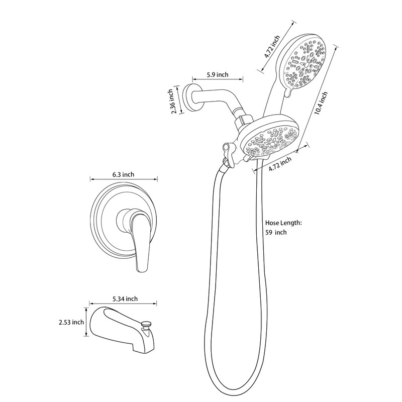 Tub and Shower Faucet Set Complete Dual Shower Head and
