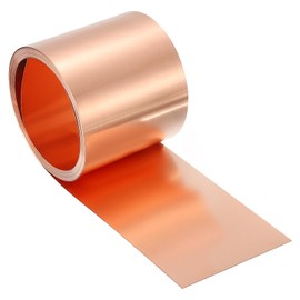 uxcell Pure Copper Sheet Roll, 0.3mm 22Ga Thick T2 Copper Flashing 1530mm x 51mm/5Ft x 2in Copper Strip Soft Copper Metal Foil Plate for Craft Electrical House Repair