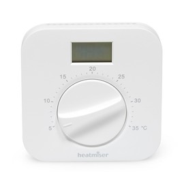 Heatmiser DS1-L V2 Dial Room Thermostat LCD Temperature Display 230v White LavaTap Suits System or Combi Boiler
