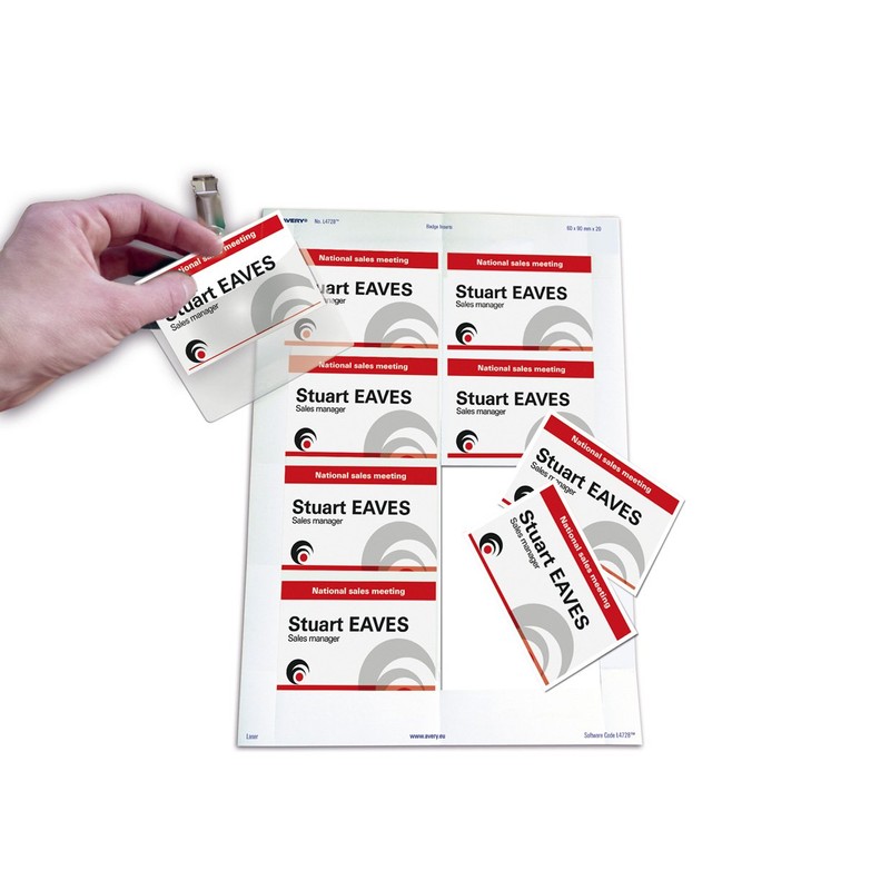 Avery L4728-20 Printable Name Badge Insert Refills (90 x 60