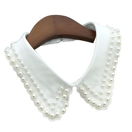 Statement Necklace for Women Simulated Pearl Beaded Bib Detachable False Collar Choker Necklaces Clothing Accessory (E White)