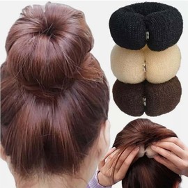 3PCS 20cm Donut Hair Bun Maker - Ring Style DIY Hair Foam Ring Shaper - Snap Roll Bun Tool Magic Hair Styling Tool for Women (3 Colors) ﻿