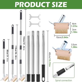 Fugenbürste Unkraut,Fugenkratzer mit 160 cm Edelstahl Stiel,2 Unkrautbürste, Gartenhandschuhen,Gartenbesenunkrautbürste,Abgewinkelten Stahldrahtborsten Unkrautbürste,Entfernt Mühelos Moos und Unkraut