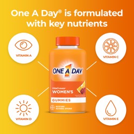 ONE A DAY One A Day Women’s Multivitamin Gummies, Supplement with Vitamin A, Vitamin C, Vitamin D, Vitamin E and Zinc for Immune Health Support, Calcium & more, Orange, 230 count, Fruity
