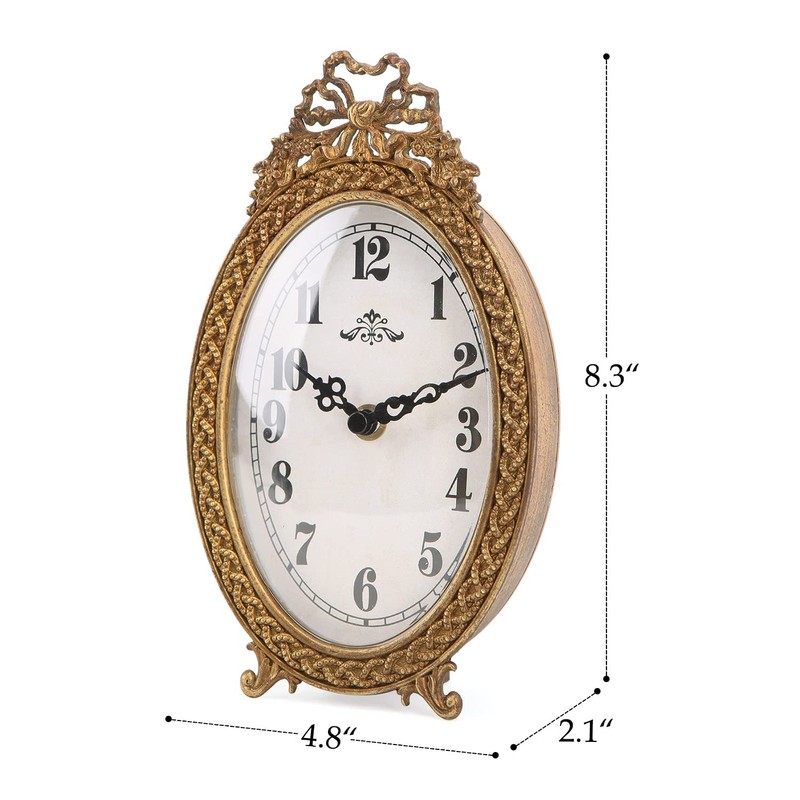 NIKKY HOME Gold Table Clock Silent Non-Ticking, Small Shelf Desk