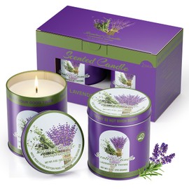 2 Pack Scented Candles (90 Total Burn Hours) - Soy Wax Candles 9 oz Each in Tin - Long Lasting Aromatherapy Candle Gift Set (Lavender Thyme)