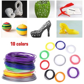 3D Pen Filament for 3D Printing Pens, Approx. 0.07 inch (1.75 mm), PCL 10 Colors, Safe, Non-Toxic, 3D Printing, Low Temperature, Printing, Gift Making