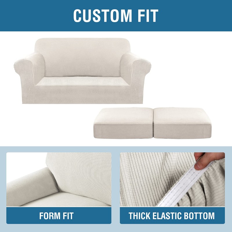H.VERSAILTEX 3 Piece Stretch Sofa Covers for 2 Cushion Loveseat