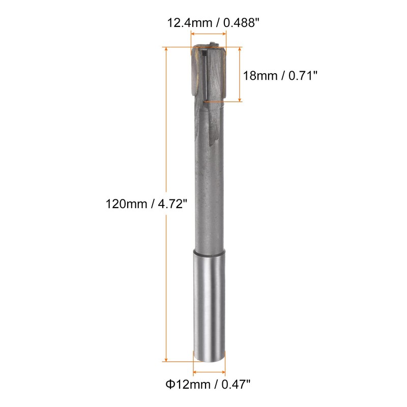 sourcing map Chucking Reamer 12.4mm H7 C1/K30 Carbide Tip Precision