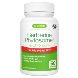 Igennus Advanced Berberine Phytosome 550mg & Chromium Picolinate,10x Absorption, Super Bioavailable, Blood Glucose & Metabolic Support, Standardised Berberis Extract, Clean Label, Vegan, 60 Capsules