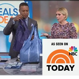 Pure Sage Reusable Grocery Bag Bundle - Stylish Shopping Bags for Groceries - Foldable Tote Bag - Indigo Combo Pack (3 Sizes)