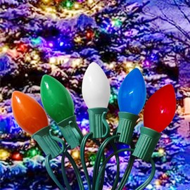 25Ft LED Christmas Lights Outdoor, C9 Vintage Christmas Lights with 25 LED Multicolor Plastic Bulbs, Hanging Christmas String Lights for Indoor Outdoor Party Patio Wedding Xmas Tree Christams Decor