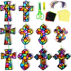EggSun 36 Sets Sunday School Suncatchers Craft Kit for Kids, VBS Ornaments Stained Glass Window Arts and Crafts Kit for Classroom Holiday Birthday Projects Home Party Favors Decorations Ages 4 8 12