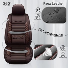 ITEYAO Front Seat Covers Fit for Dodge RAM 2500 2003-2023 2024,2PCs Pickup Truck Premium Waterproof Nappa Leather Car Seat Cover Protector Front Set, Airbag Compatible Auto Seat Cover(Brown)