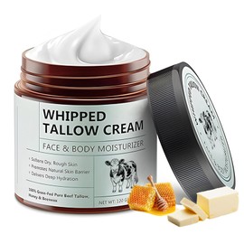 Beef Tallow Creme, Bio Beef Tallow Skincare, Grassgefüttert Rindertalg Creme mit Honig Bienenwachs, Tief Feuchtigkeitsspendend für Gesicht & Körper, Schnelle Absorption & Nicht Parfümiert, 120g