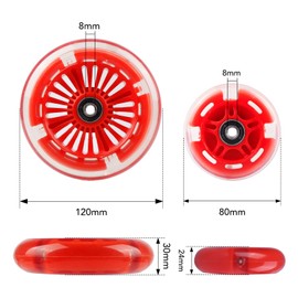 Gladeer - Paquete de 4 ruedas iluminadas para patinete – 120 mm y 80 mm LED blanco de repuesto para Micro Mini Maxi Lascoota de 3 ruedas