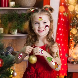 Leesgel Children's Christmas Tattoos, 70 Styles Christmas Luminous Tattoo Stickers for Children, Christmas Temporary Tattoos, Party Bags, Children's Birthday Gift Bags, Children's Christmas Party
