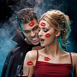 Red Lip Temporary Tattoo 10 Sheets, Lip Print Stickers Self Adhesive, Face Body Waterproof Bright Color Kisses Sticker, Costume Accessories Birthday Party Decorations