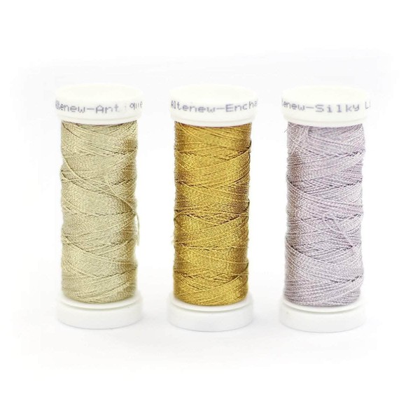 Altenew Metallic Thread Set, Gold & Silver Colors, 3-Ply Thread,