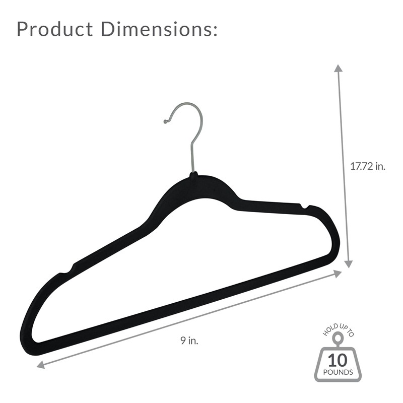 Simplify 10 Super Slim Velvet Huggable Hangers in Black