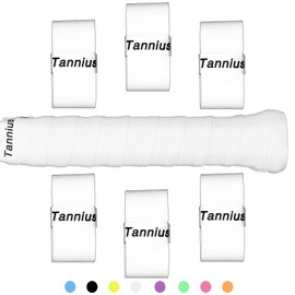 Tannius Tennis Racket Grip Tape, 9 Pack Dry Feel Tennis Grips, Absorbent and Enhanced Tennis Overgrip (6-Pack White)