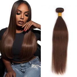 Raivide Color 4 Bundle Chocolate Brown Straight Human Hair Bundles Brazilian Dark Brown Human Hair 1 Bundle 12 Inch Color 4 Brown Straight Bundles