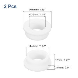 uxcell 2Pcs Rubber Grommets 1-9/16"(40mm) Drill Hole, 1-3/16"(30mm) ID Hole Top Hat Grommet White Silicone Rubber Hole Plug Gasket for Wiring, Automotive