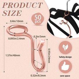 50 Pieces Clothes Hanger Connector Hooks, Metal Hanger Extender Hooks Hanger Hooks for Velvet Hangers Plastic Wooden Closet Space Saving (Gold, 50 Pieces)