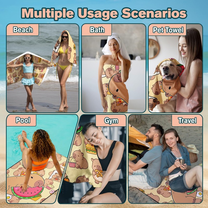 YISUMEI Oversized Microfiber Beach Towel Sand Free Quick Dry Lightweight