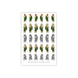 DXH NAIL CO 3 Sheet 100Pc Virgin Mary Our Lady De Guadalupe Water Transfer Nail Art San Judas ThadeoThe Apostle Nail Decals DIY Manicure Accessories Nail Supplies