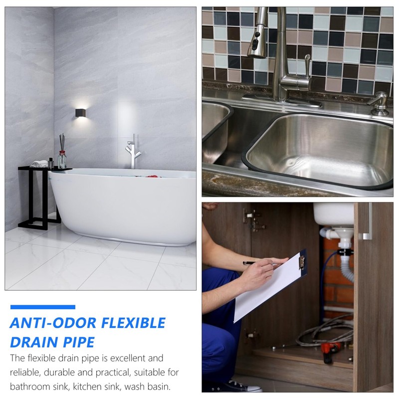 1 Set Bathtub Drain Plastic Flexible Drain Kitchen Drain Expandable