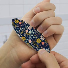 Mimi Flowers Floral Pattern Double-Sided Oval Nail File Emery Board Set 4 Pack