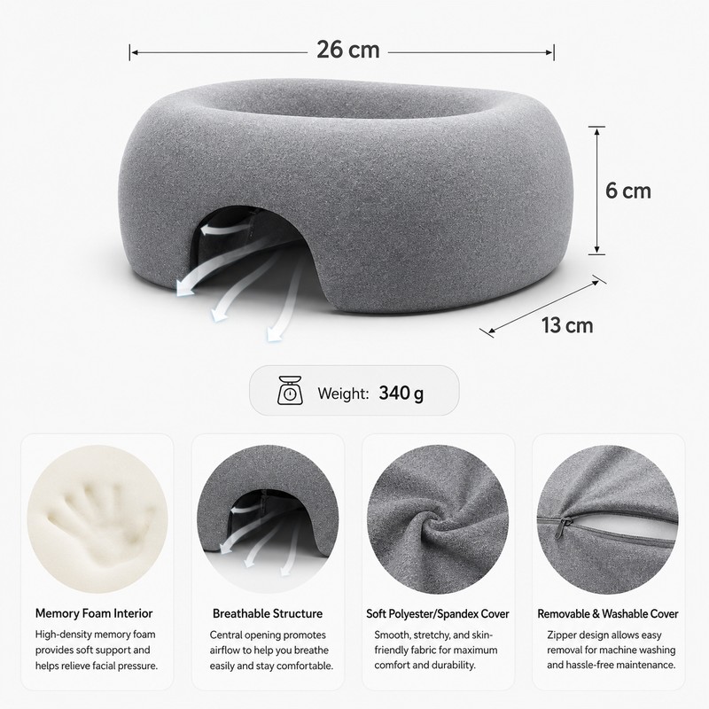 Face Down Pillow for Prone Resting – Memory Foam Massage