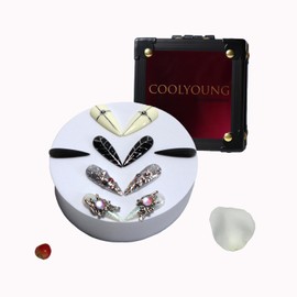 COOLYOUNG Black Stiletto Press On Nails, Limerence, Black and White Nails, 3D Nails, Acrylic Nails Press On, 10 Pieces False Nails with 1 Girl Gift Box, 1 Storage Bag and Gel Nail Kit