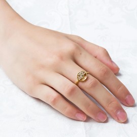 Philip Jones Gold Plated Adjustable Tree of Life Ring Created with Zircondia® Crystals