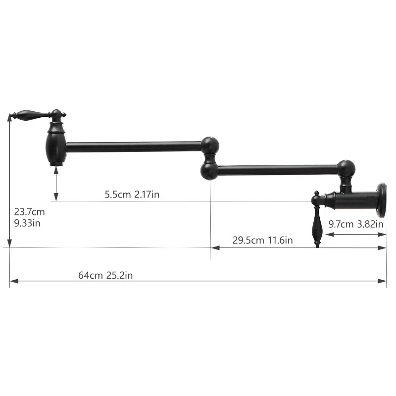 Traditional Wall Mount Swing Arm Folding Pot Filler Kitchen FaucetSurface