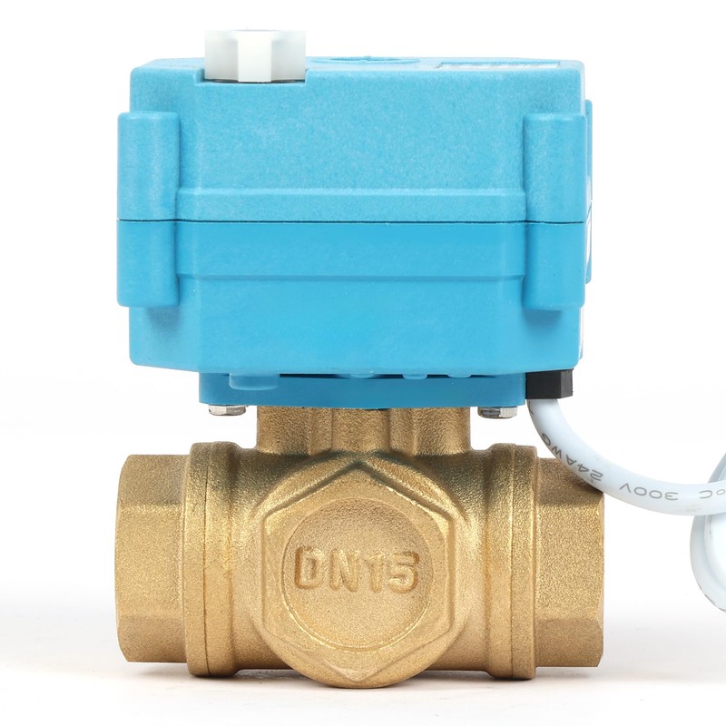U.S. Solid 1/2" 3 Way Brass Motorized Ball Valve with