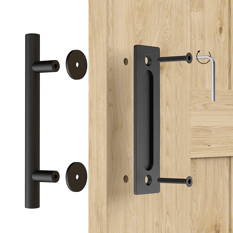 WINSOON 12" Sliding Barn Door Handles Hardware with Flush Finger