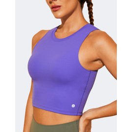 Baydi Women's Sports Bra Without Underwire, Bustier, Removable, Padded Crop Tops, High Closed Tank Top, Yoga, Fitness Soft Bra