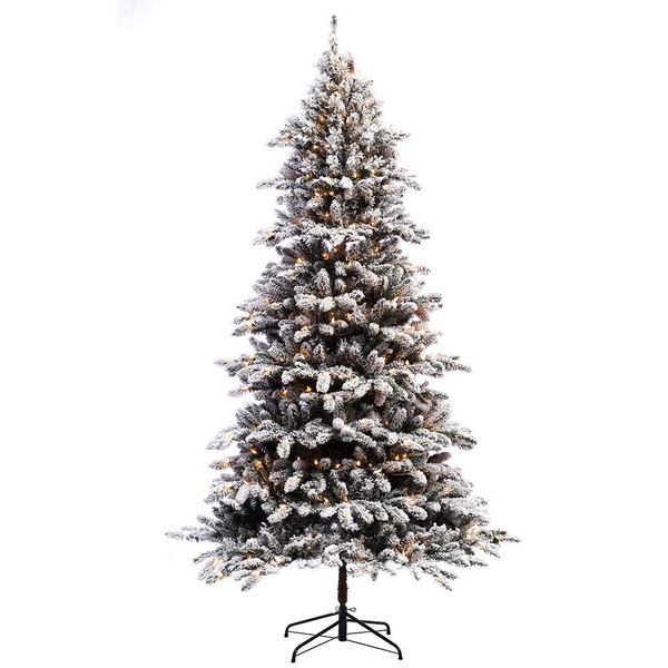 Puleo International 6.5 Foot Pre-Lit Flocked Bennington Fir Artificial Christmas
