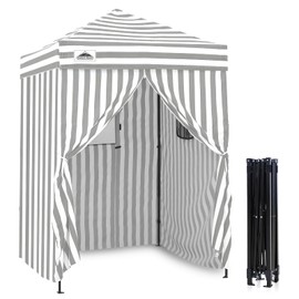 EAGLE PEAK Flex Ultra Compact 5x5 Pop-up Canopy, Sun Shelter, Changing Room, Portable Privacy Tent for Pool, Fashion Photoshoots, or Camping, Gray/White