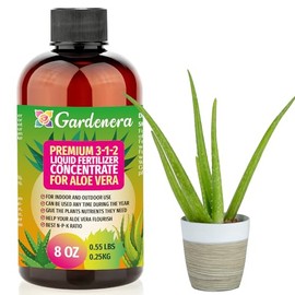 Premium Liquid Aloe Vera Plant Fertilizer - 3-1-2 Concentrate for Indoor Plants and Flowers by Gardenera | Organic Plant Food for Aloe Vera Plants - 8oz