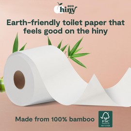 ecoHiny Premium & Soft Bamboo Toilet Paper | PFAS Free | 36 Mega Rolls, 3 ply & 350 Sheets | Non Toxic, FSC Certified, Septic Safe, BPA Free | Tree Free Toilet Tissue | Plastic Free Packaging