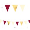 32Ft Burgundy Gold Bunting Banner Party Decorations Fabric Triangle Flag