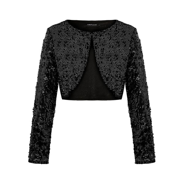 MINTLIMIT Sequin Cardigan Women's Short Open Cardigan Long Sleeve Bolero