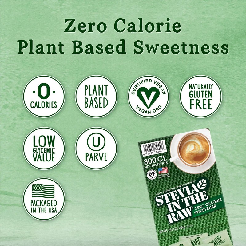 Stevia In The Raw Plant-Based Zero Calorie Sweetener Packets (800