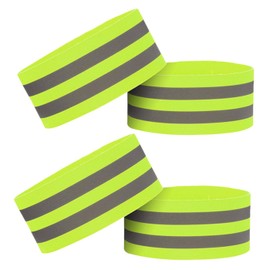 Haobase 4 Pcs Reflective Armbands Running Safety Gear Reflective Wristbands Bike Ankle Bands High Visibility Arm Straps Reflective Bands for Walking Cycling Night Sports