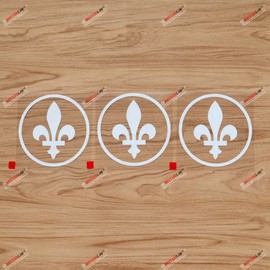 Quebec Fleur de LYS Canada Canadian Vinyl Decal Sticker - 3 Pack White, 4 Inches - for Car Boat Laptop Window Die-cut No Background